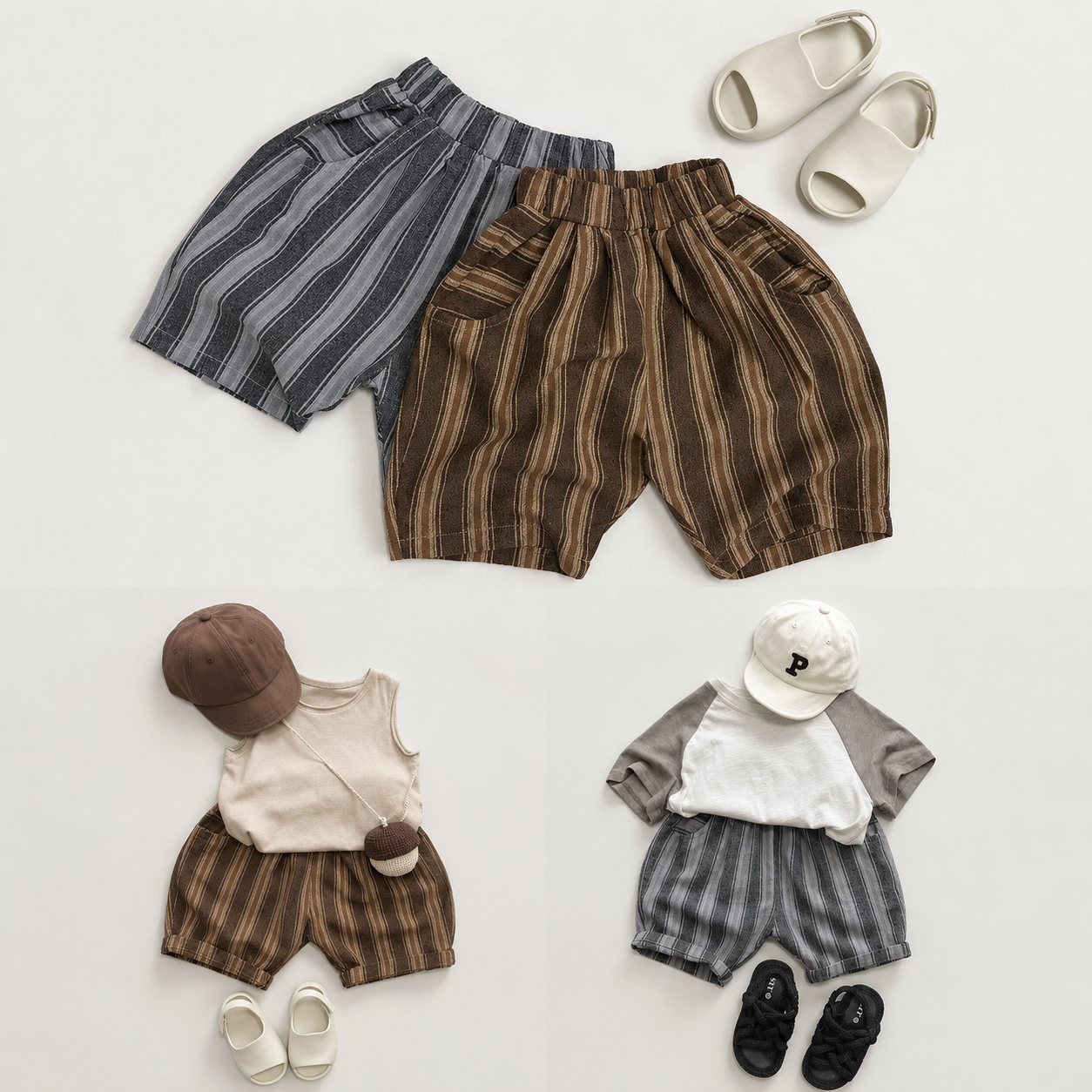 SAJO Kids Striped Linen Shorts | Casual Summer Cotton Shorts for Boys & Girls