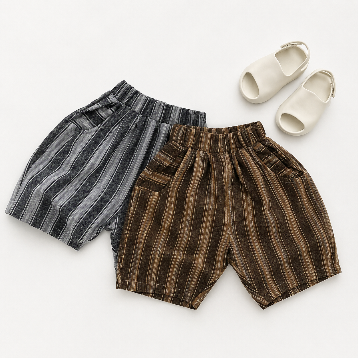 SAJO Kids Striped Linen Shorts | Casual Summer Cotton Shorts for Boys & Girls