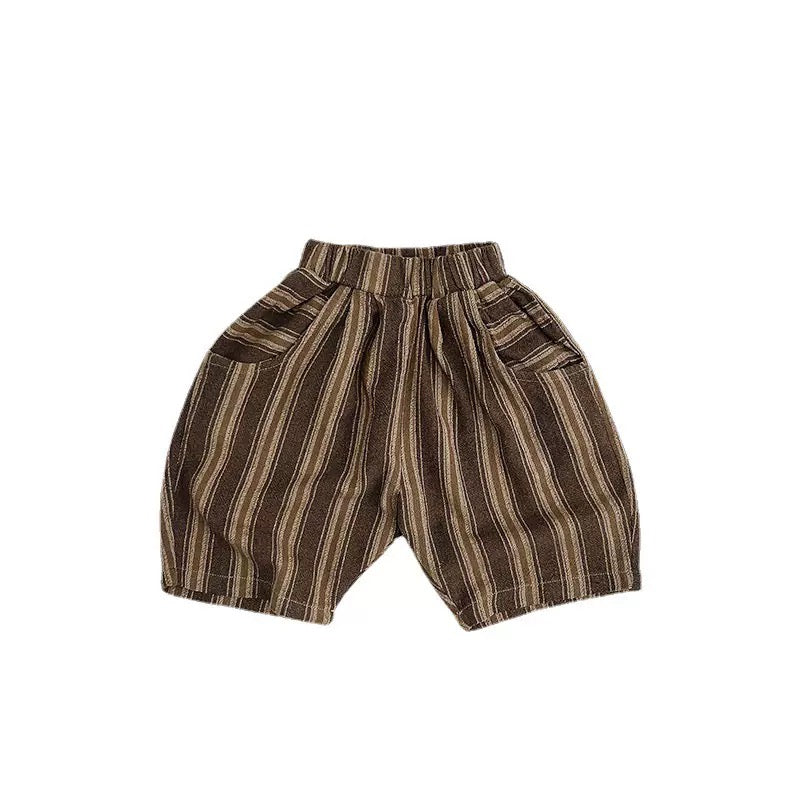 SAJO Kids Striped Linen Shorts | Casual Summer Cotton Shorts for Boys & Girls