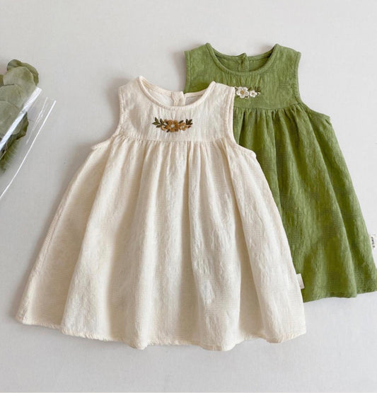 Sajo™ Girls Embroidered Sleeveless Vest Dress - Fresh & Breezy Summer Style!