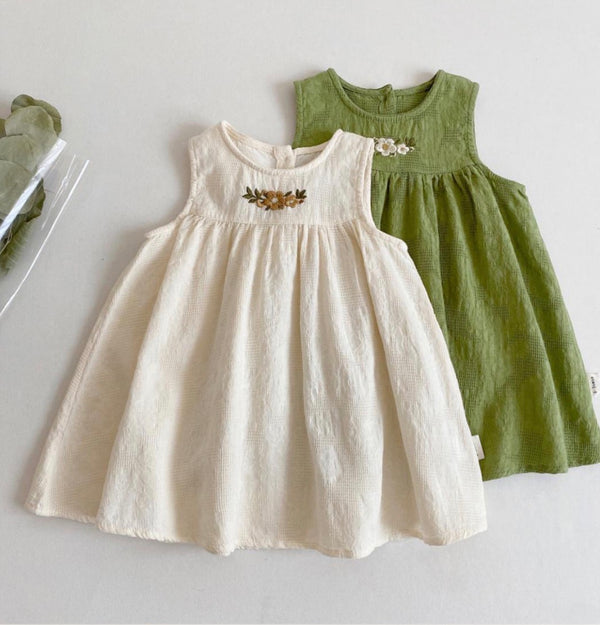 Sajo™ Girls Embroidered Sleeveless Vest Dress - Fresh & Breezy Summer Style!