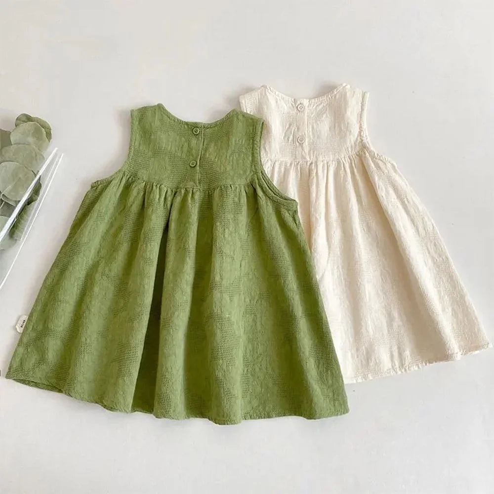 Sajo™ Girls Embroidered Sleeveless Vest Dress - Fresh & Breezy Summer Style!