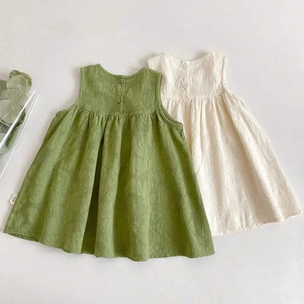Sajo™ Girls Embroidered Sleeveless Vest Dress - Fresh & Breezy Summer Style!