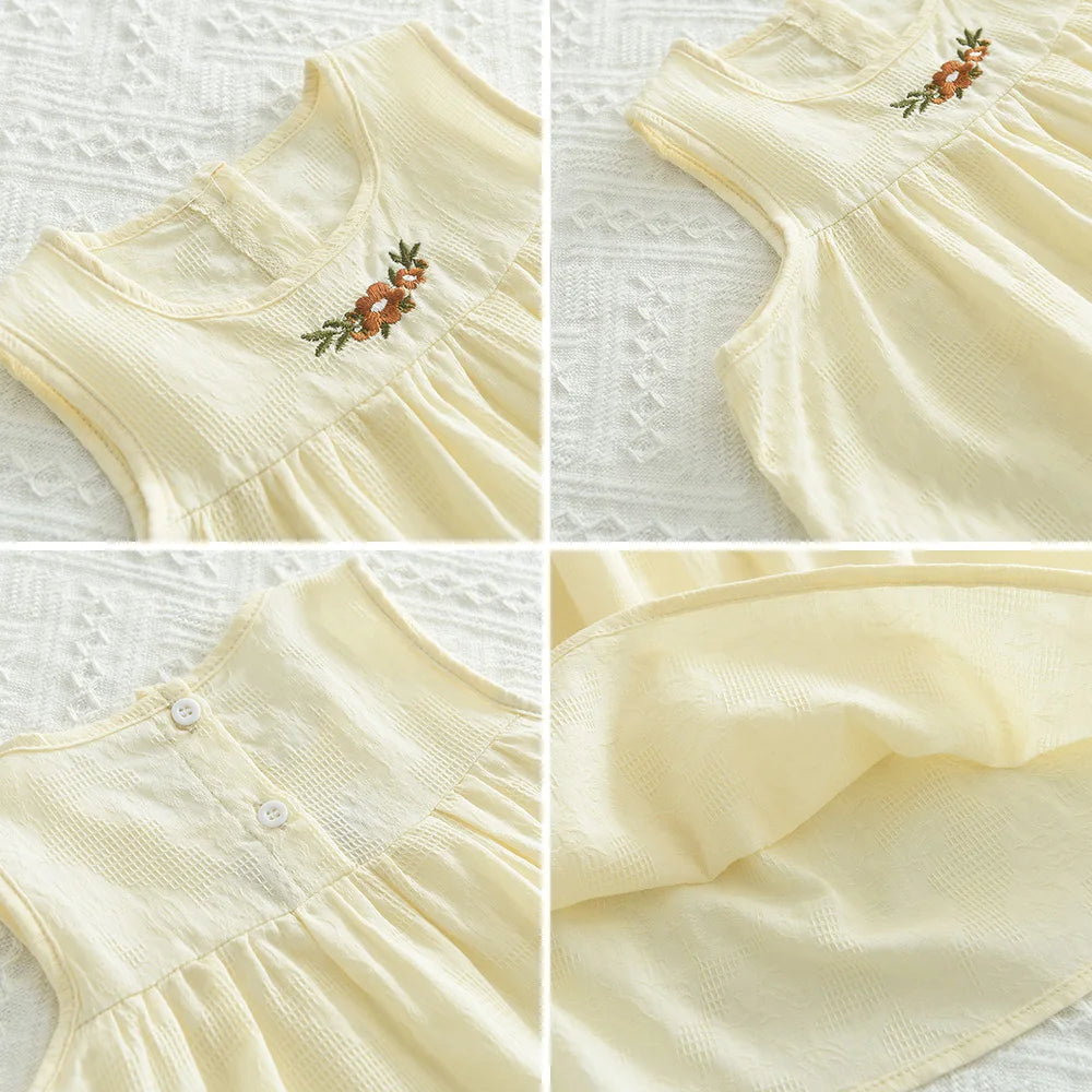 Sajo™ Girls Embroidered Sleeveless Vest Dress - Fresh & Breezy Summer Style!