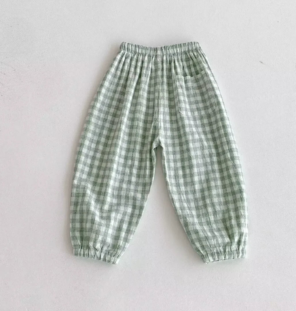 Sajo™ Kids Vintage Linen Stripe Trousers – Casual Elasticated Waist Pants