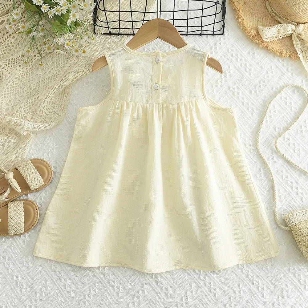 Sajo™ Girls Embroidered Sleeveless Vest Dress - Fresh & Breezy Summer Style!