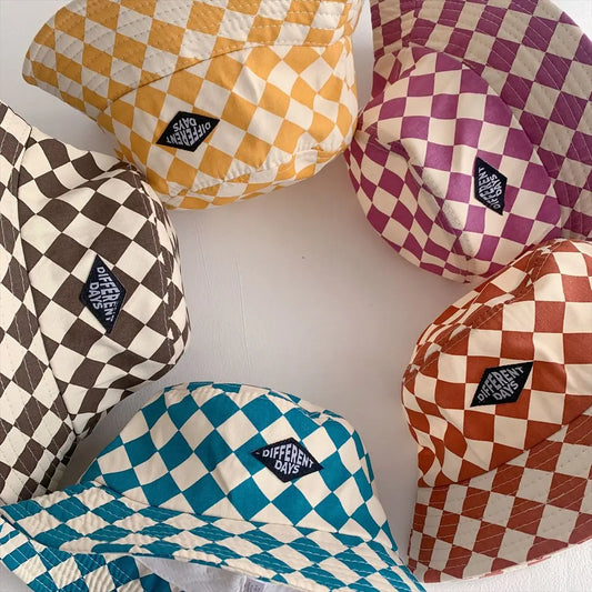 Kids Checkerboard Bucket Hat - Sun Protection for Boys & Girls