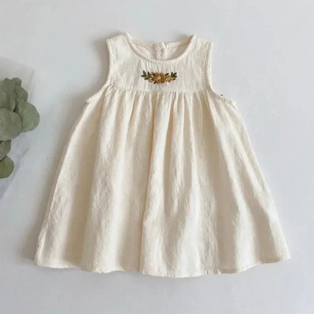 Sajo™ Girls Embroidered Sleeveless Vest Dress - Fresh & Breezy Summer Style!