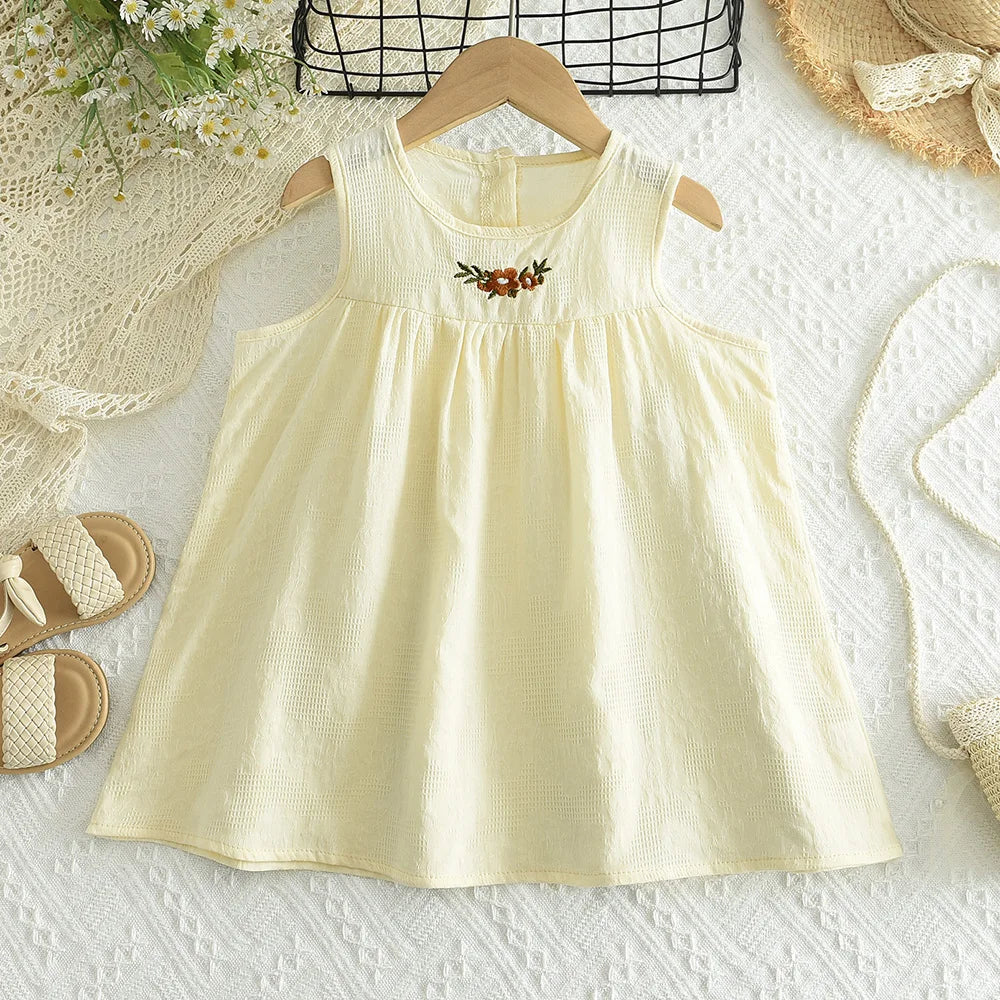Sajo™ Girls Embroidered Sleeveless Vest Dress - Fresh & Breezy Summer Style!