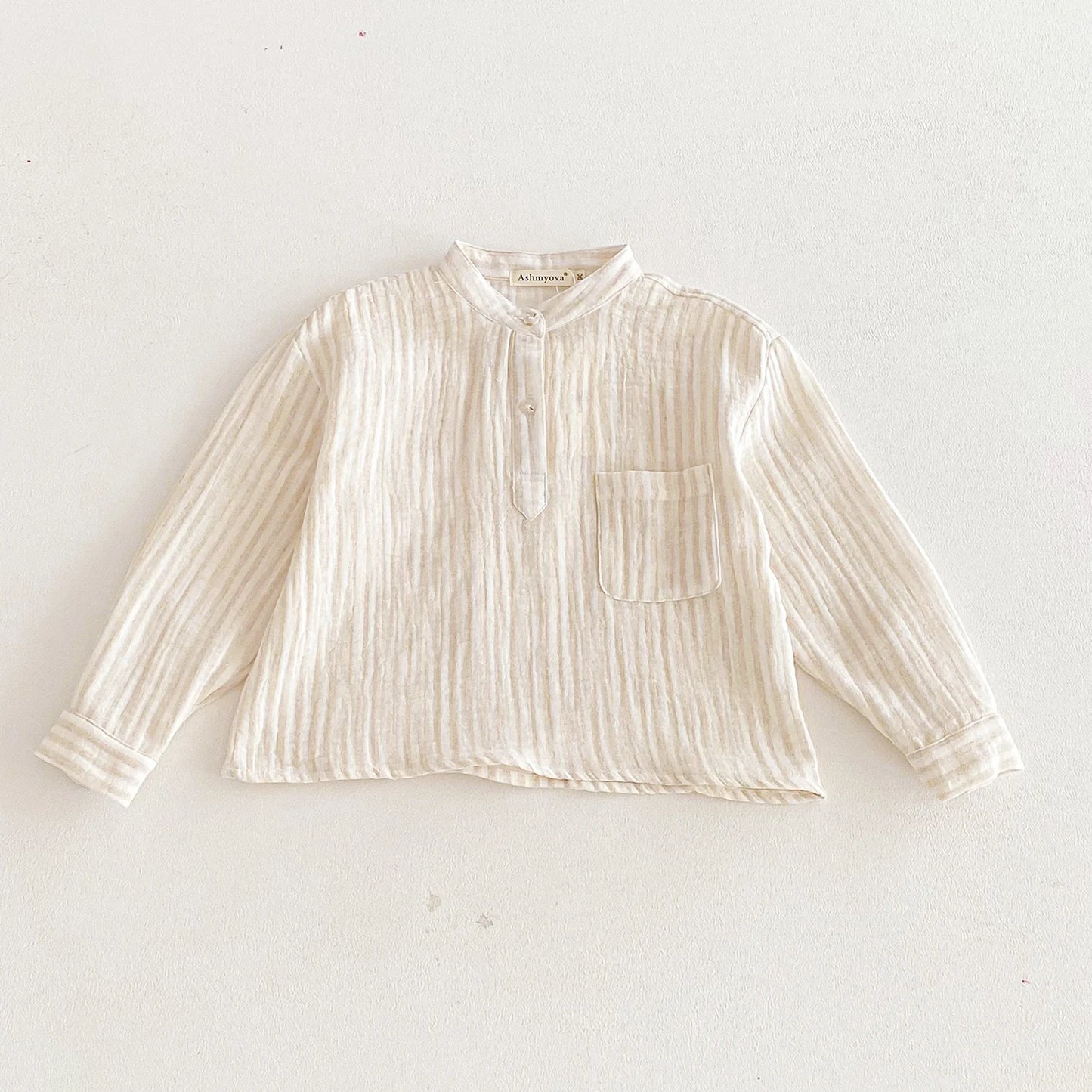 Sajo™ Boys Vintage Stripe Henley Shirt – Casual Long Sleeve Top