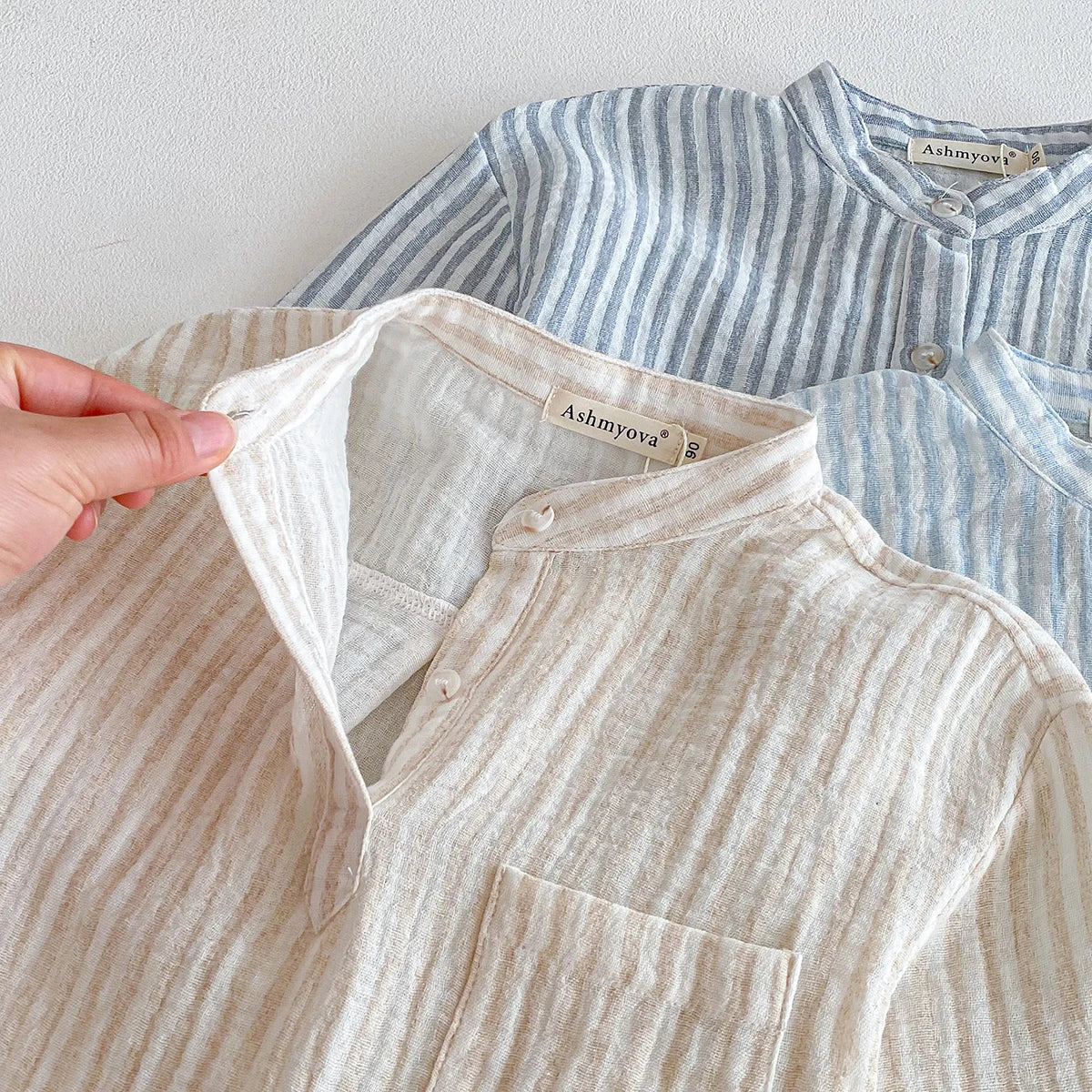 Sajo™ Boys Vintage Stripe Henley Shirt – Casual Long Sleeve Top
