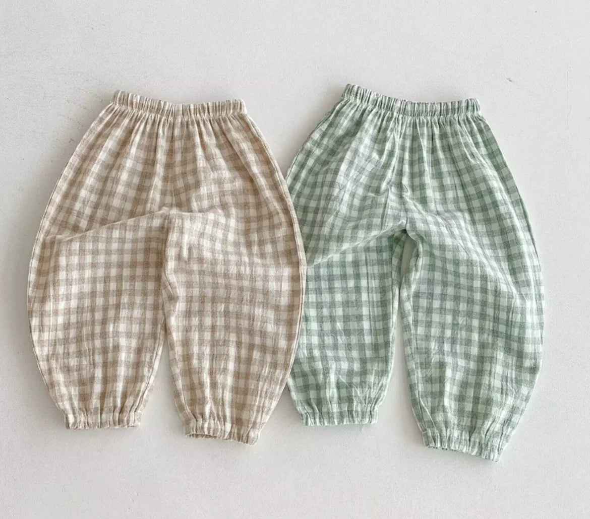 Sajo™ Kids Vintage Linen Stripe Trousers – Casual Elasticated Waist Pants