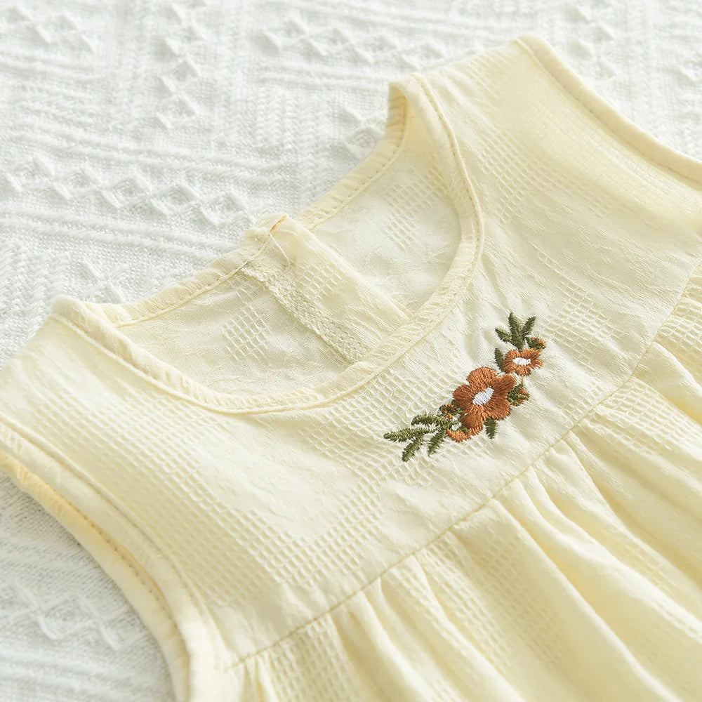 Sajo™ Girls Embroidered Sleeveless Vest Dress - Fresh & Breezy Summer Style!