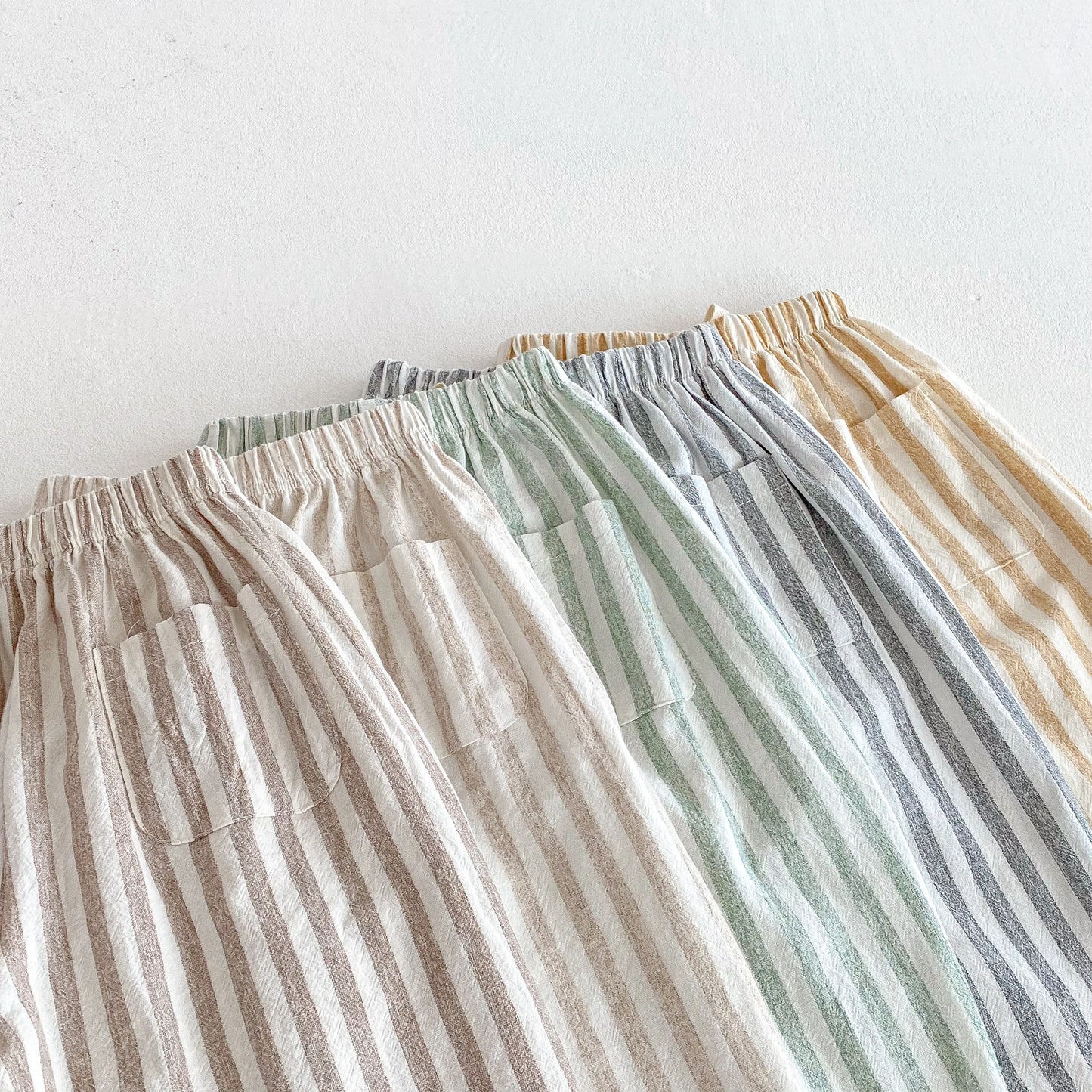 Sajo™ Kids Vintage Linen Stripe Trousers – Casual Elasticated Waist Pants