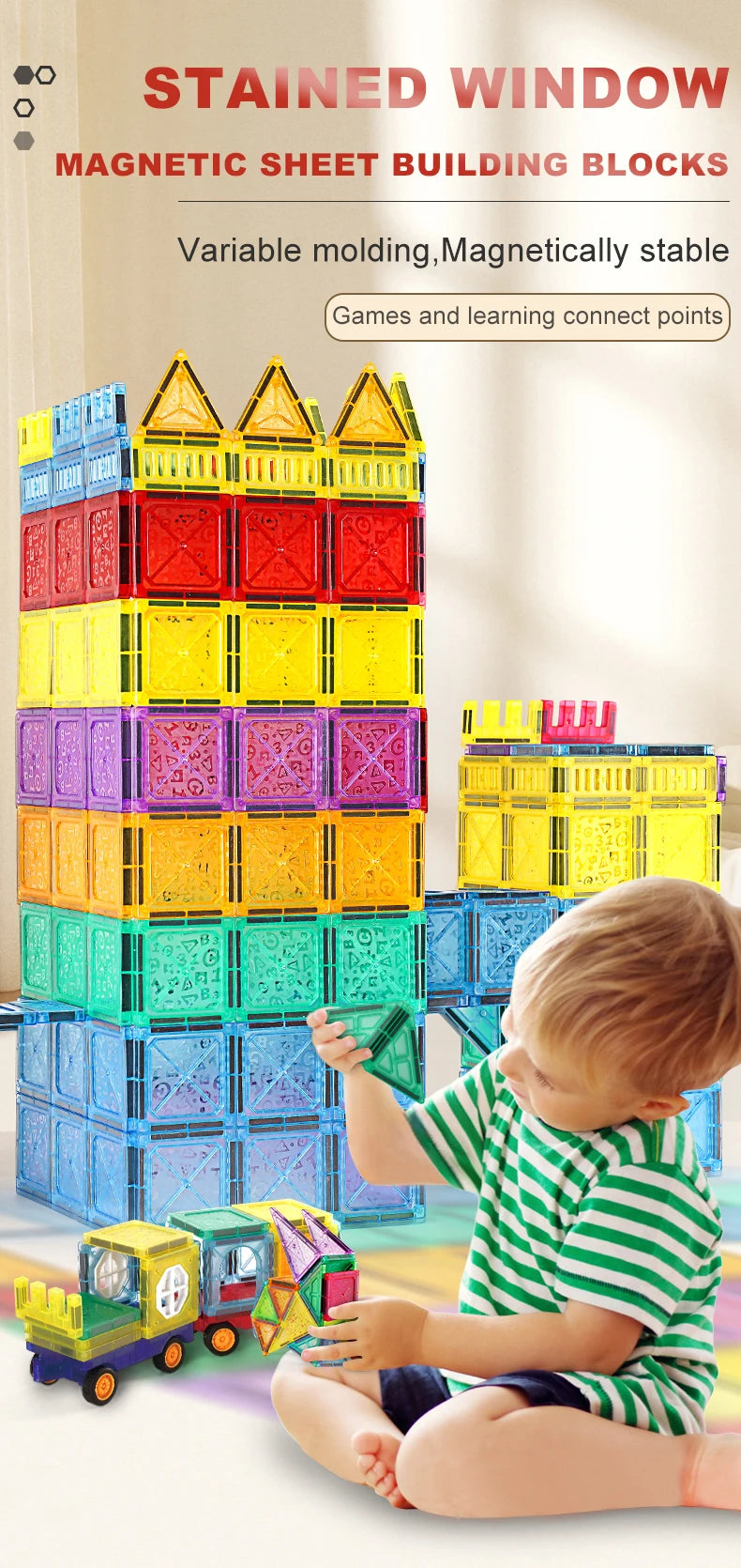 Sajo™ Magnetic Tiles Building Blocks Set for Kids