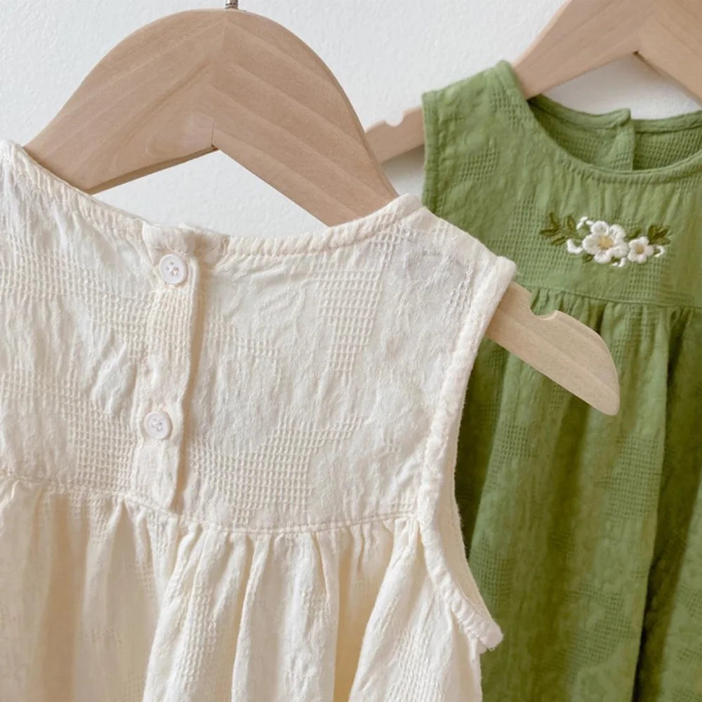 Sajo™ Girls Embroidered Sleeveless Vest Dress - Fresh & Breezy Summer Style!