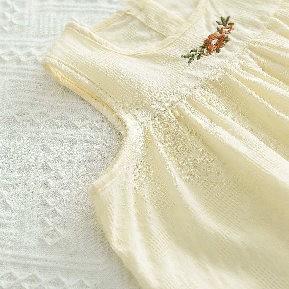 Sajo™ Girls Embroidered Sleeveless Vest Dress - Fresh & Breezy Summer Style!