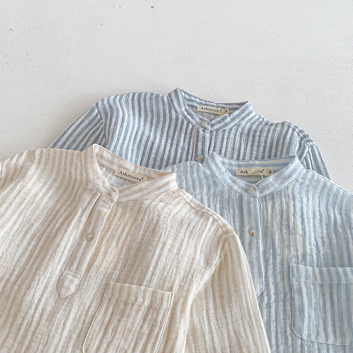 Sajo™ Boys Vintage Stripe Henley Shirt – Casual Long Sleeve Top