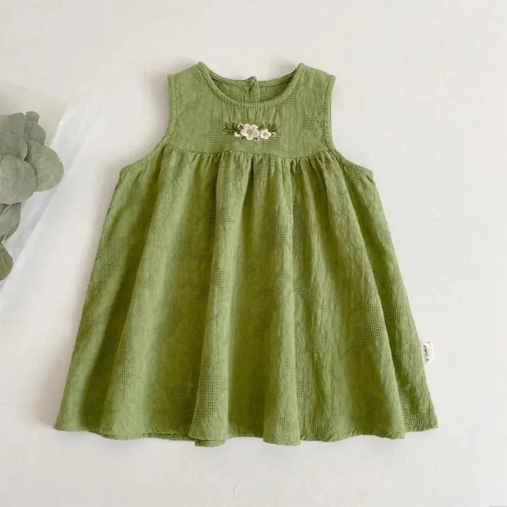 Sajo™ Girls Embroidered Sleeveless Vest Dress - Fresh & Breezy Summer Style!