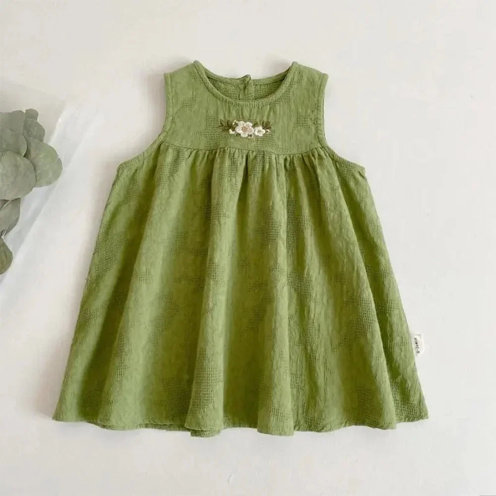 Sajo™ Girls Embroidered Sleeveless Vest Dress - Fresh & Breezy Summer Style!