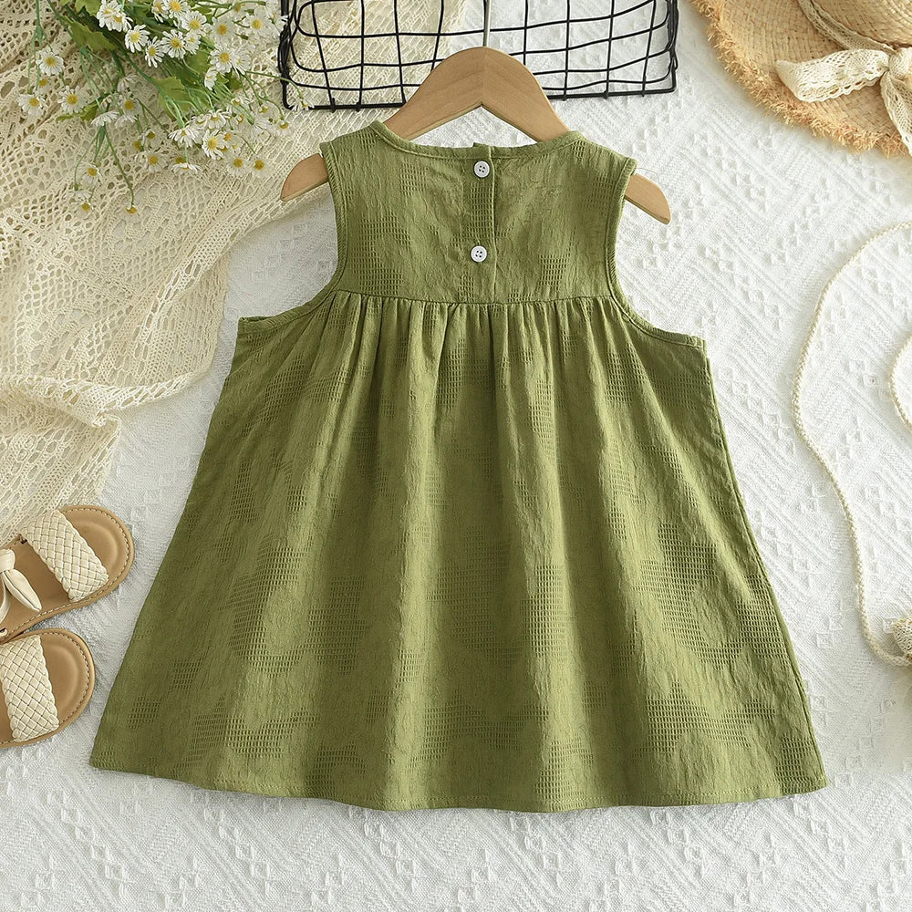 Sajo™ Girls Embroidered Sleeveless Vest Dress - Fresh & Breezy Summer Style!