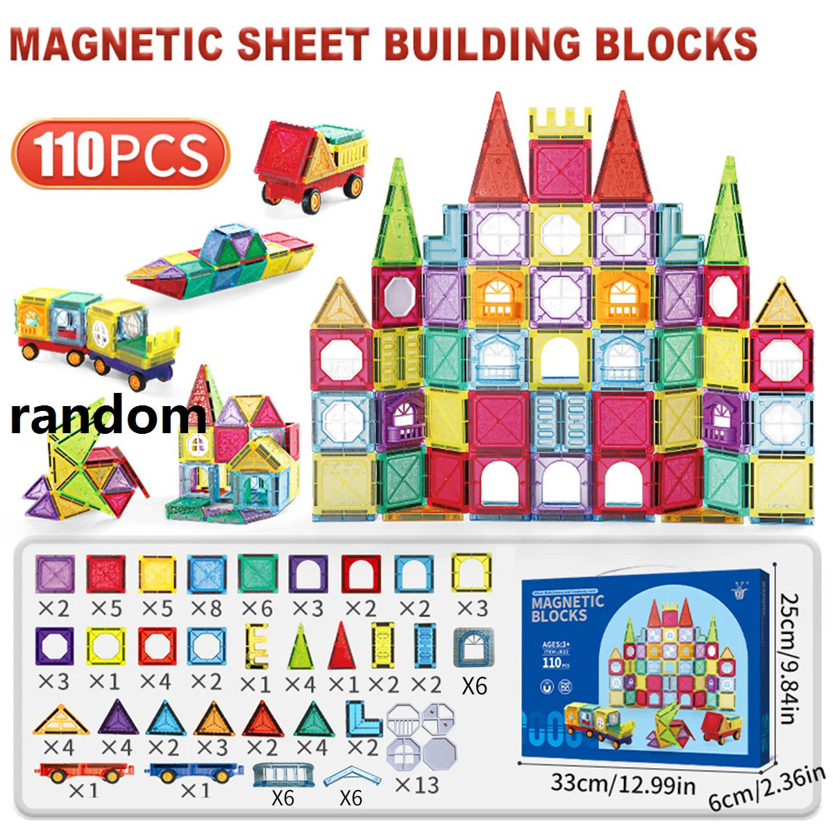 Sajo™ Magnetic Tiles Building Blocks Set for Kids