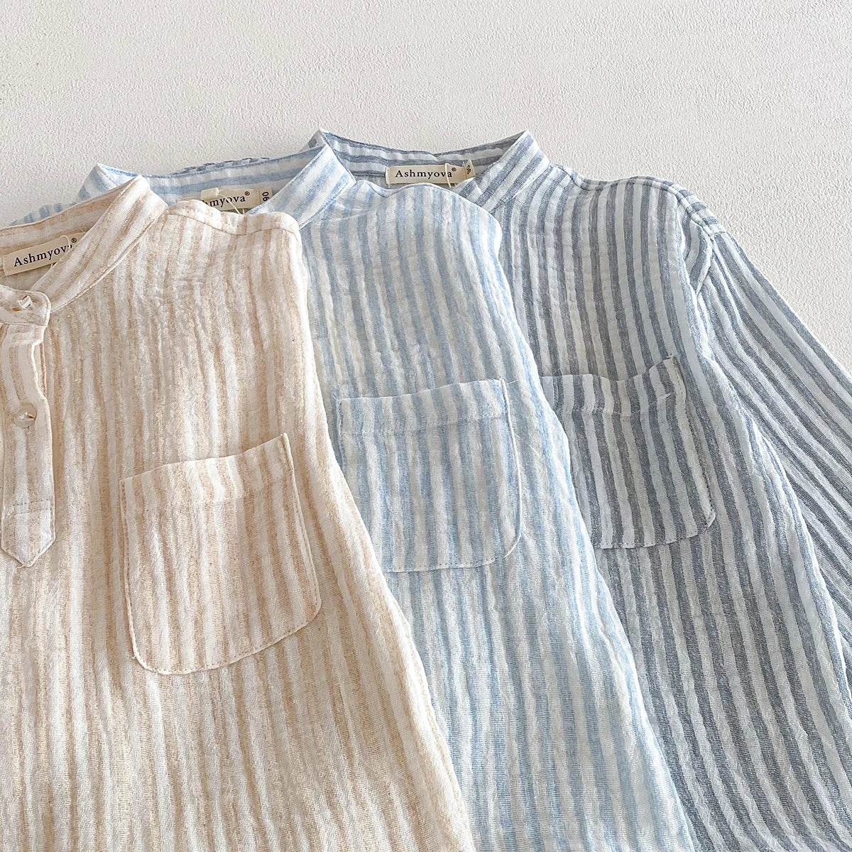 Sajo™ Boys Vintage Stripe Henley Shirt – Casual Long Sleeve Top