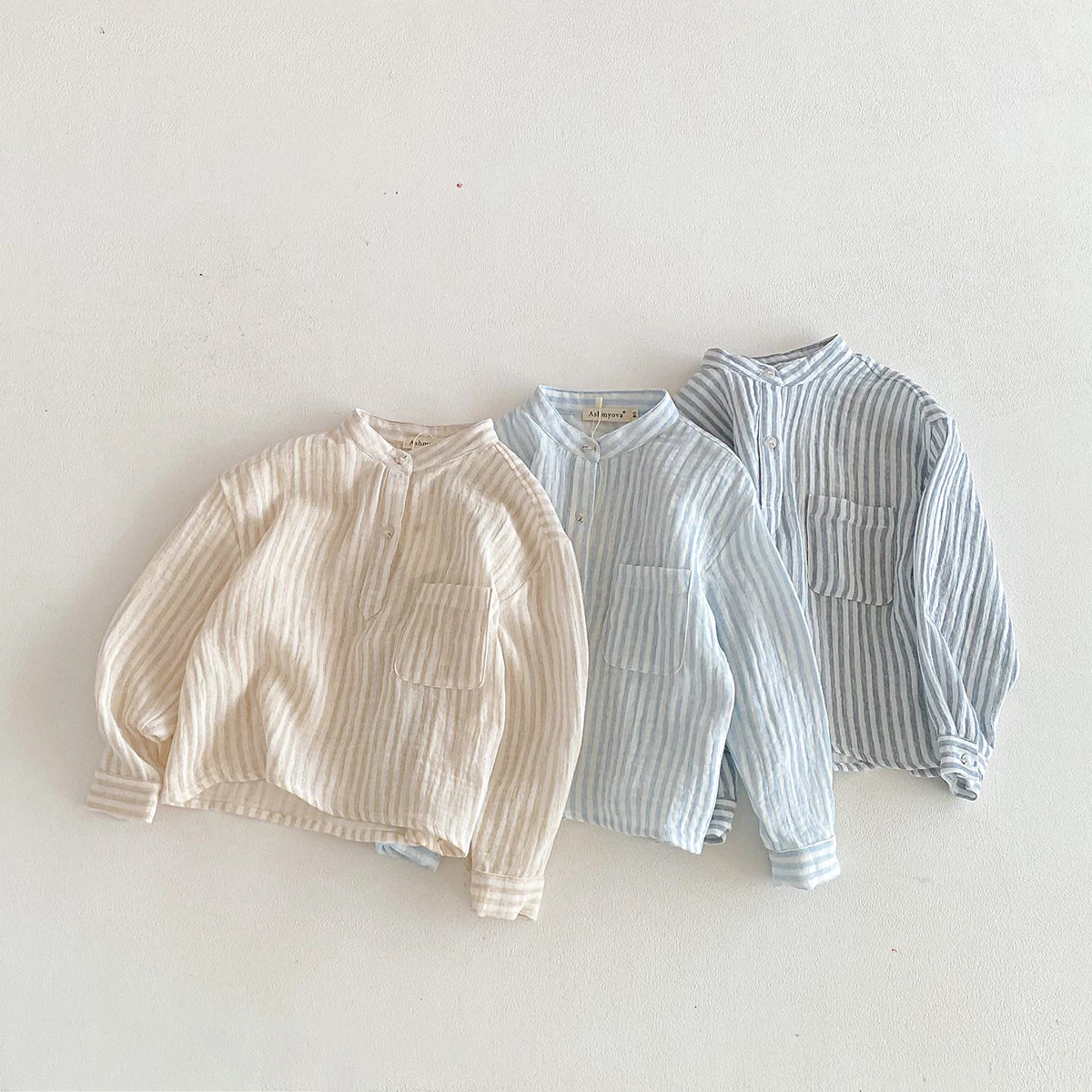 Sajo™ Boys Vintage Stripe Henley Shirt – Casual Long Sleeve Top