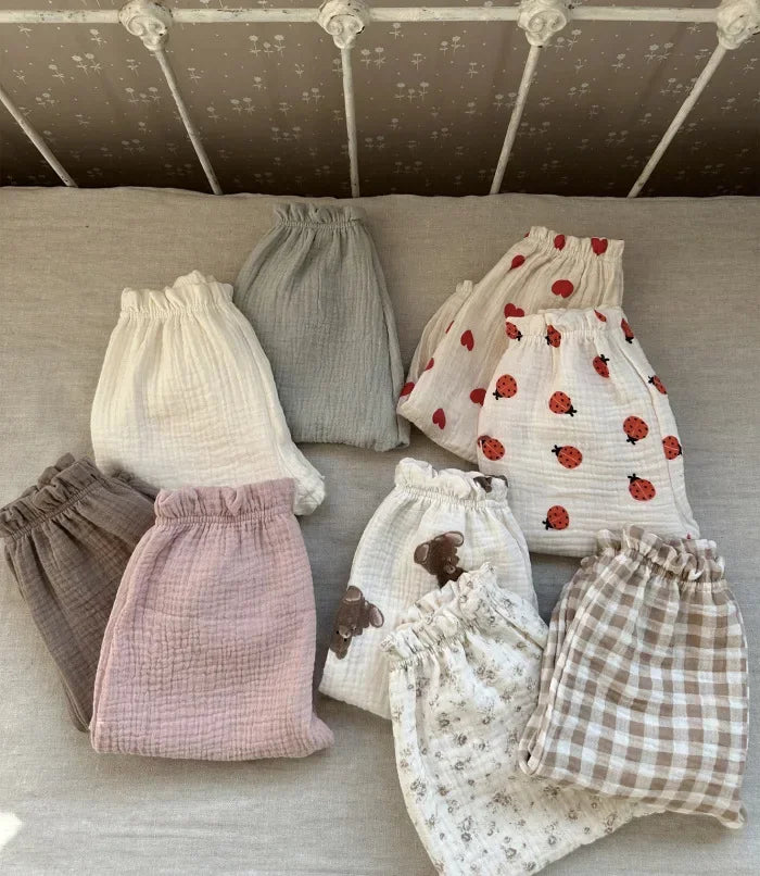 Sajo™ Organic Cotton Baby Pants – Soft Muslin Bottoms for Newborns & Toddlers