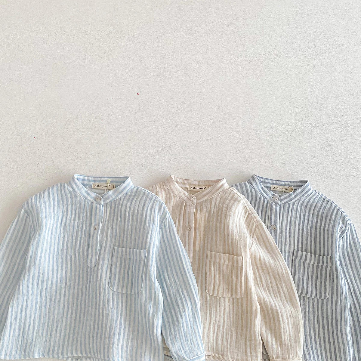 Sajo™ Boys Vintage Stripe Henley Shirt – Casual Long Sleeve Top