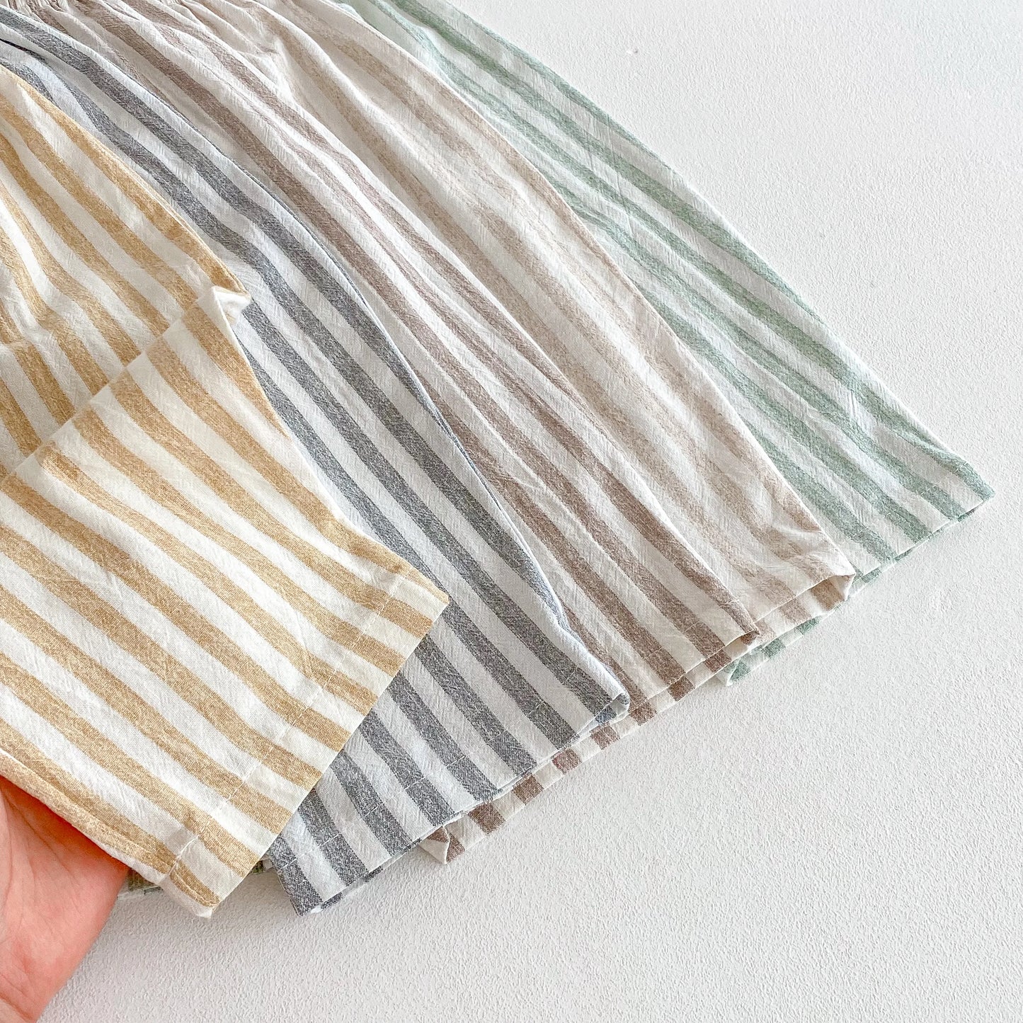 Sajo™ Kids Vintage Linen Stripe Trousers – Casual Elasticated Waist Pants