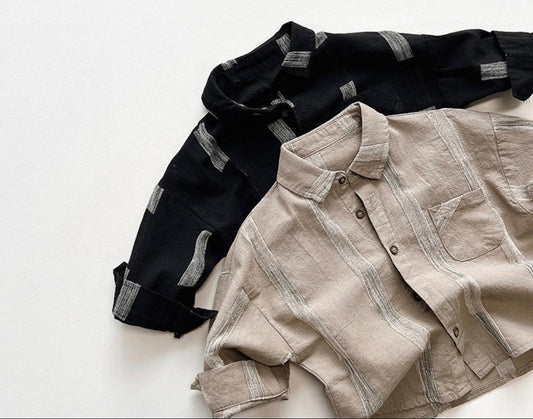 Boys Linen Long Sleeve Shirt - Smart Casual Top for Kids
